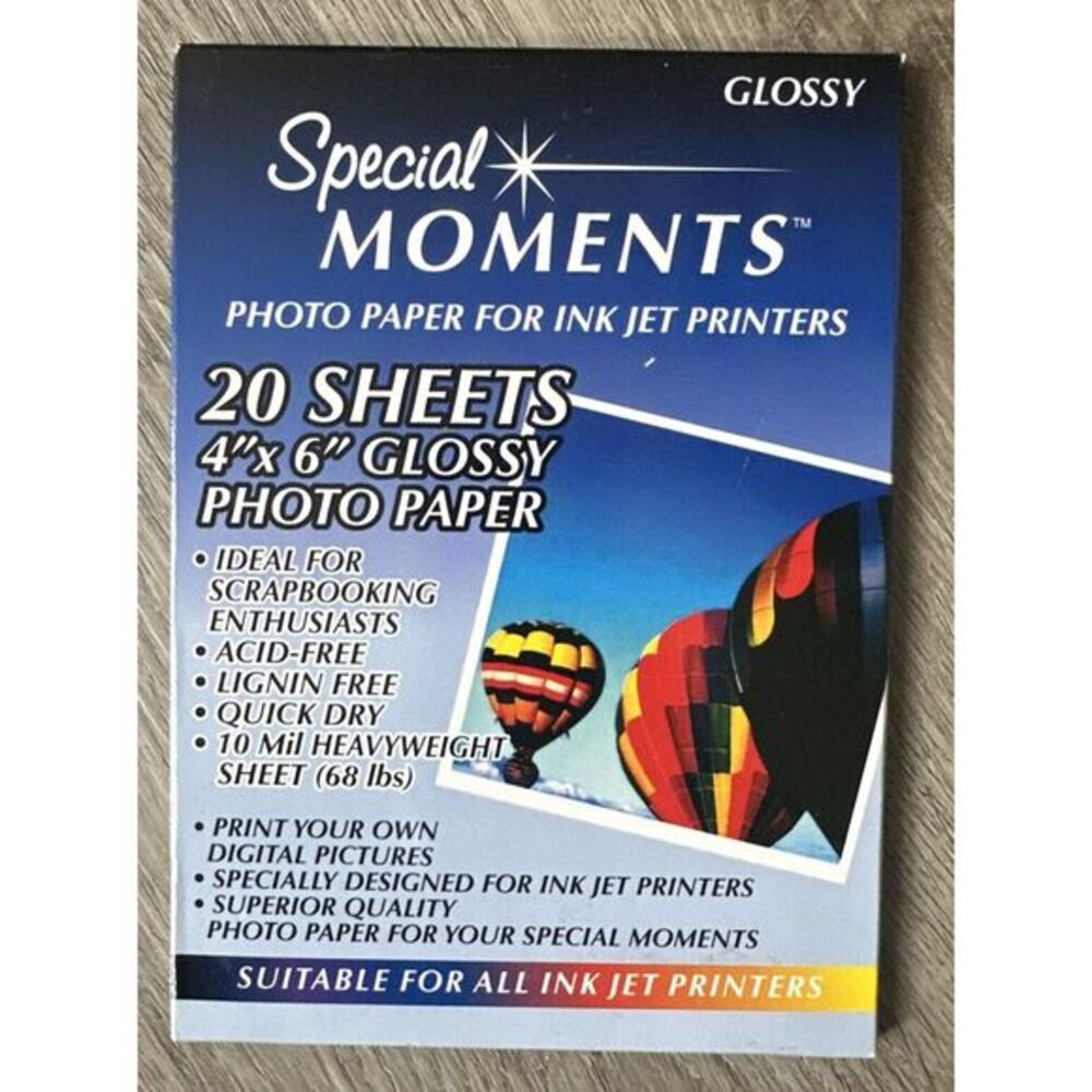 3 Special Moments Photo Paper 4‎ X 6 Ink Jet 20 sheets ea 10 mil. NEW  Acid Free